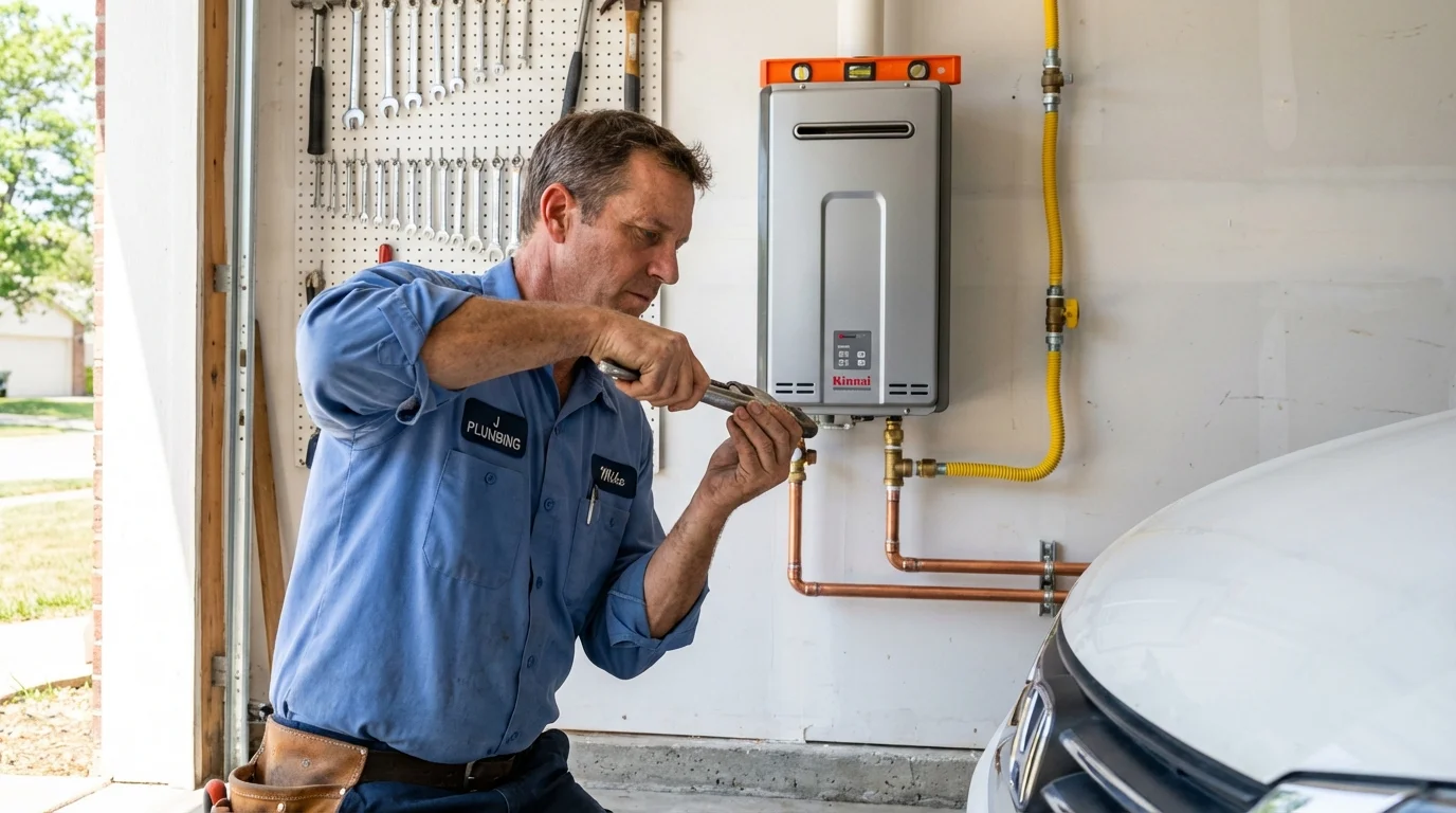 Tankless water heater installation by a Johns Plumbing LLC plumber in Watertown